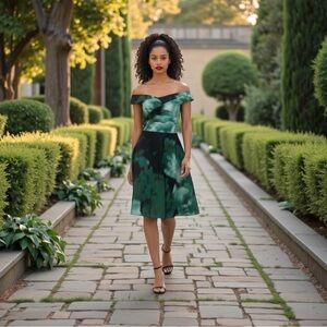 NWT Lela Rose Off the Shoulder Silk Dress Size 4 $1995